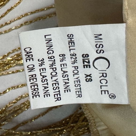 Miss Circle Elegant Gold V-Neck Fringe Dress Size XS - Picture 10 of 15